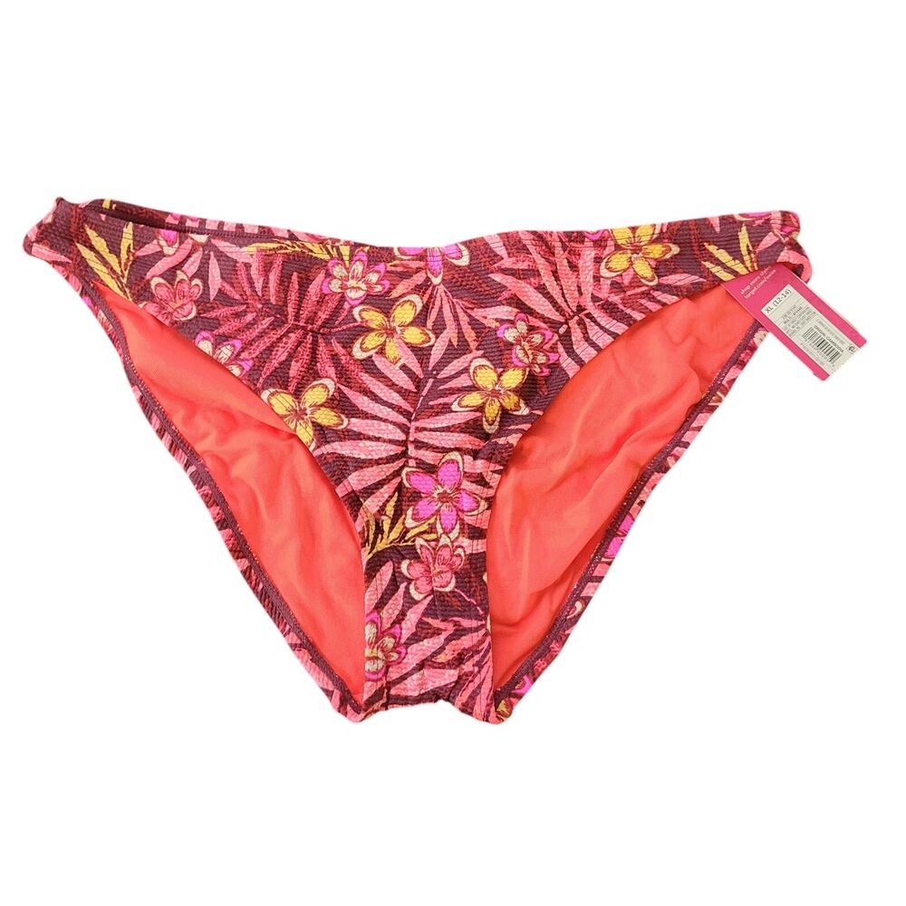 Xhilaration XL Orange Maroon Floral Hipster Bikini Bottoms